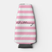 Glacière de bouteille rayé rose et blanc personnal (Devant)