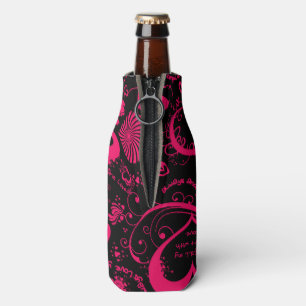 Glacière de bouteille rose-noir-rose-coeur