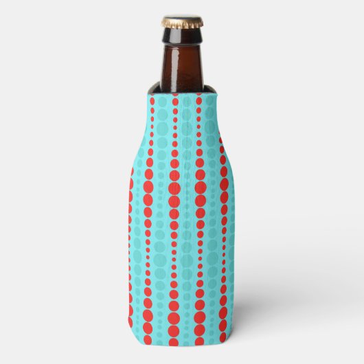 Glacière de bouteilles rouge rétro et turquoise (Bottle Devant)