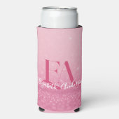 Glacière de Parties scintillant rose avec initiale (Seltzer Recto)