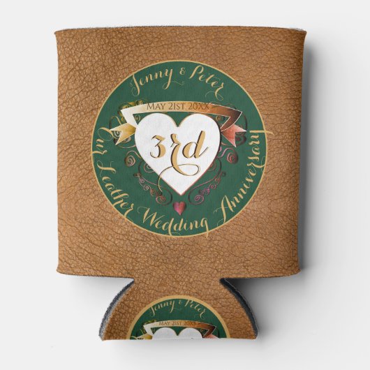 glacière du 3e anniversaire du Mariage en cuir (im (Devant)