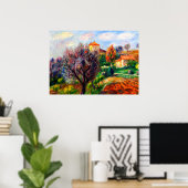 Glackens - Hillside met olijfbomen Poster (Thuiskantoor)
