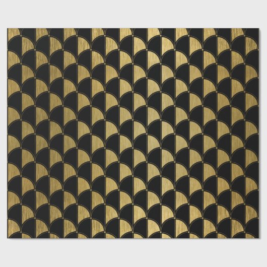 Glad and Black Art Deco Wrapping Paper Roll Cadeaupapier (Vlak)