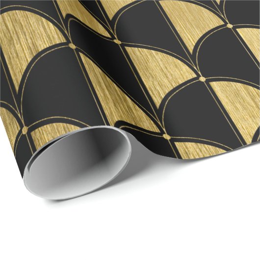 Glad and Black Art Deco Wrapping Paper Roll Cadeaupapier (Rol Hoek)
