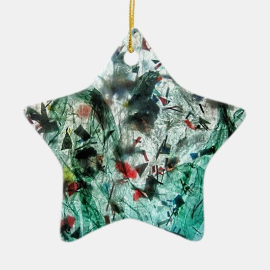 Glad blauw ornament ster, Abstract sterdecor (Voorkant)