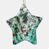 Glad blauw ornament ster, Abstract sterdecor (Links)