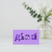 Glad épelé avec des fleurs violettes Cartes de vis (Debout devant)