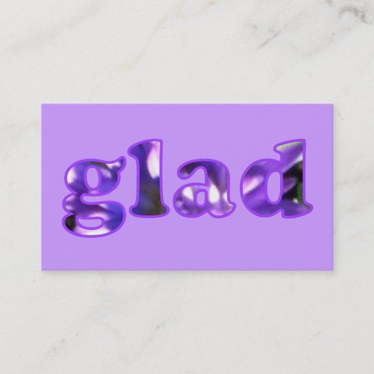 Glad épelé avec des fleurs violettes Cartes de vis (Devant)
