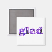 Glad épelé avec des fleurs violettes magnets (Recto/Verso)