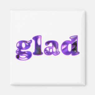 Glad épelé avec des fleurs violettes magnets
