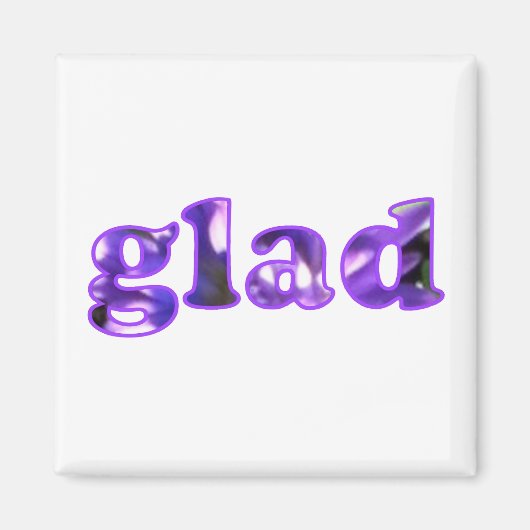 Glad épelé avec des fleurs violettes magnets (Devant)