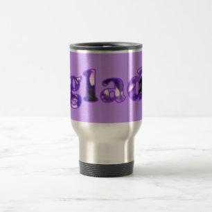 Glad épelé avec des fleurs violettes Travel Mugs