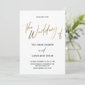 Glad Gouden Handgeschrift Eenvoudig De Bruiloft Va Kaart (Staand voorkant)