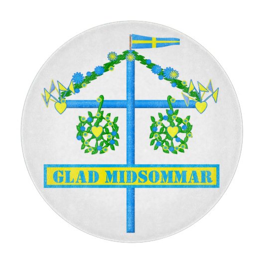 Glad Midsommar, Flagstang Personalize Snijplank (Voorkant)