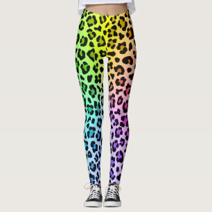 Glad Regenboog Vet en Mooi Luipaard Dier Leggings