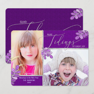 Glad Tidings Ultra Violet Holly Familie 2-Foto's H Feestdagenkaart