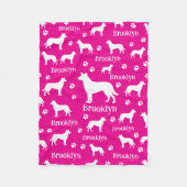 Gladde Collie Persoonlijke Hondendeken Helder Roze Fleece Deken (Voorkant)