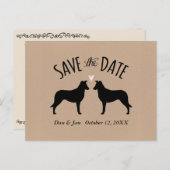 Gladde Collie Silhouetten Bruiloft Save the Date Aankondigingskaart (Voorkant / Achterkant)