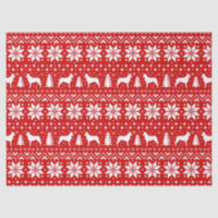 Gladde Collie Silhouetten Kerstpatroon Rood