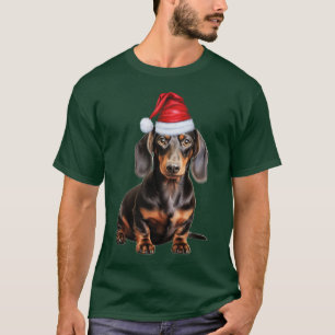 Gladde dashond liefhebber leuke kerst hond vakanti t-shirt