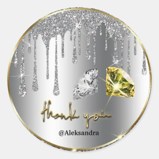 gladde druppel dank je zilvergoud ronde sticker (Voorkant)