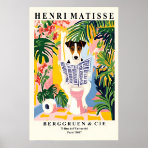 Gladde Foxterriër Op een Toilet - Grappige Matisse Poster