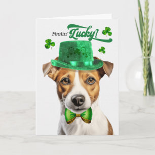 Gladde Jack Russell Hond Gelukkig St. Patrick's Da Feestdagen Kaart