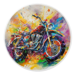 Gladde Regenboog Motorfiets Dirt Bike Motorrijder Keramische Knop