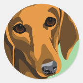 Gladde vacht Dachshund Ronde Sticker (Voorkant)