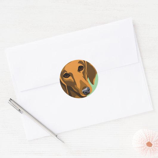 Gladde vacht Dachshund Ronde Sticker (Envelop)
