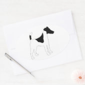 Gladde vos terrier silhouet ovale sticker (Envelop)