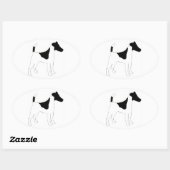 Gladde vos terrier silhouet ovale sticker (Vel)