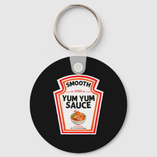 Gladde Yum Yum Saus Condiment Kostuum Matchende Sleutelhanger