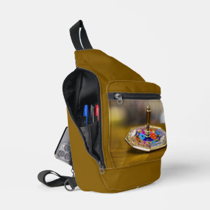 GladdeJoe Hanukkah draaiende gift achthoekige basi Sling Bag
