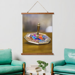 GladdeJoe Hanukkah-dreidelcadeau achthoekige basis Hangend Wandkleed