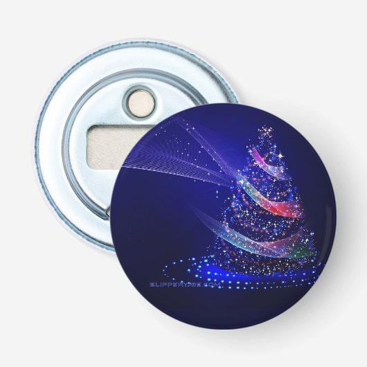 GladdeJoe kerstboom digitaal doorschijnend rood Button Flesopener (Voorkant)