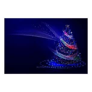 GladdeJoe kerstboom digitaal doorschijnend rood Perfect Poster