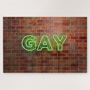GladdeJoe verlichte gay neon reclamebord heldere l Legpuzzel