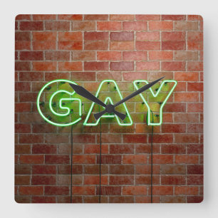 GladdeJoe verlichte gay neon reclamebord heldere l Vierkante Klok