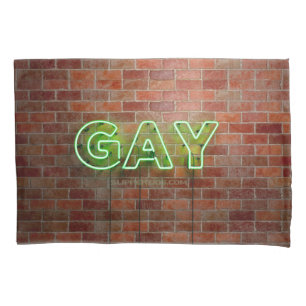 GladdeJoe verlichte gay neonbord helder levendig Kussensloop