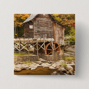 Glade Creek Grist Mill, Babcock State Park, 2 Vierkante Button 5,1 Cm