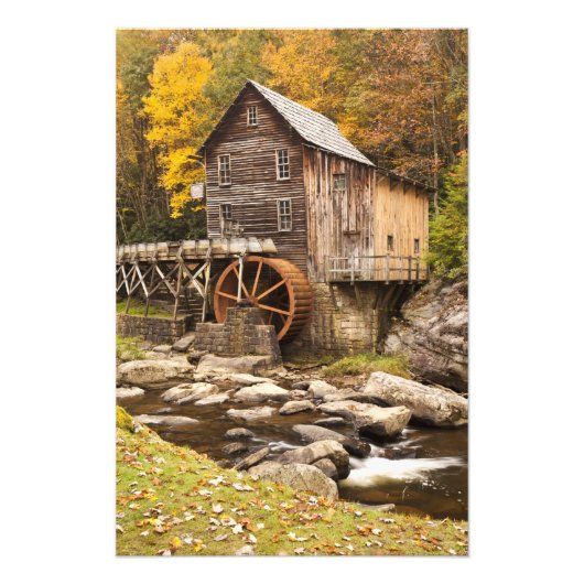 Glade Creek Grist Mill, Babcock State Park Foto Afdruk (Voorkant)