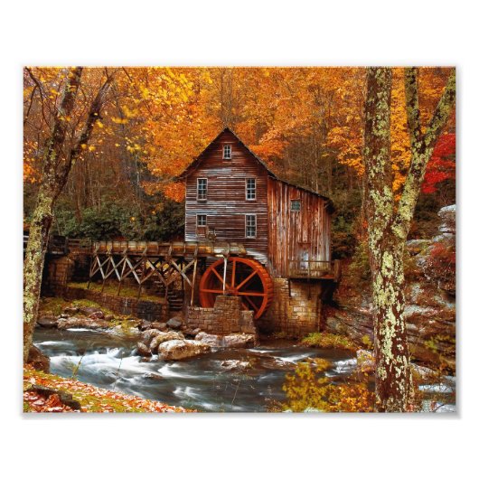 Glade Creek Grist Mill Foto Afdruk (Voorkant)