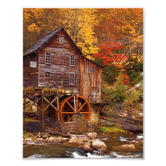 Glade Creek Grist Mill Foto Afdruk (Voorkant)