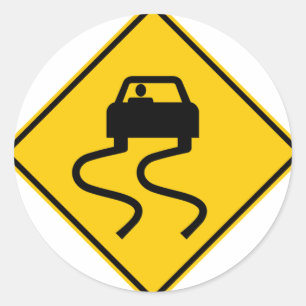 gladheid bij natte wegmarkering ronde sticker