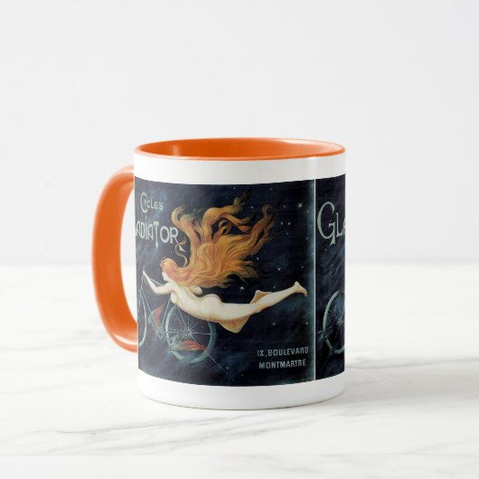 Gladiator Cycles, Victoriaans Art Nouveau Mok (Voorkant links)