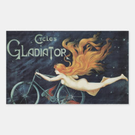 Gladiator Cycles,  Victoriaans Art Nouveau Rechthoekige Sticker