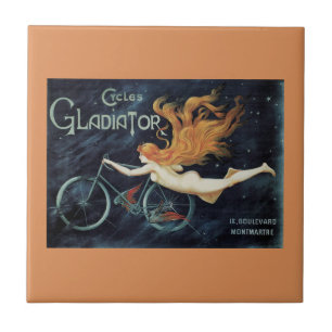 Gladiator Cycles,  Victoriaans Art Nouveau Tegeltje