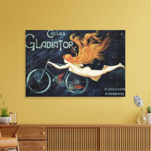 Gladiator Cycles, Vintage Victoriaanse Art Nouveau Canvas Afdruk