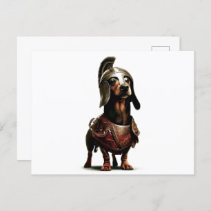 Gladiator Dachshund postkaart kunst